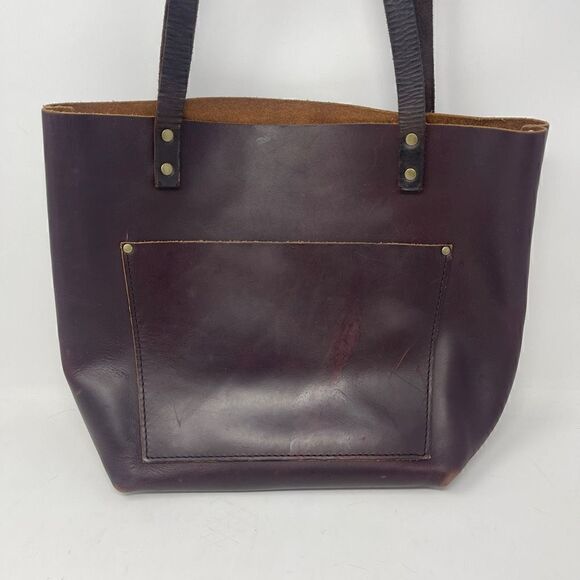 Portland Leather Goods Brown Distressed Cognac Leather Open Tote Bag One Size - Picture 1 of 5